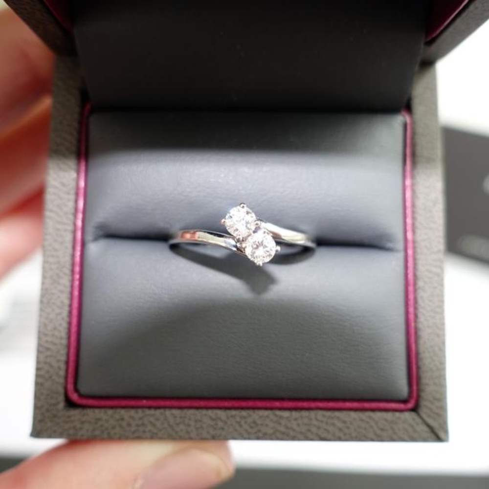 18k Wg Two Stone 1/2 CtDiamond G Color Vs2 Clarity - Picture 6 of 8